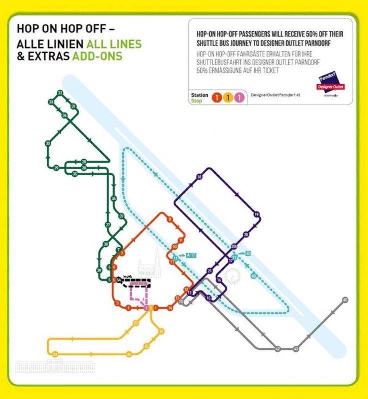 Βιέννη hop on hop off λεωφορείο χάρτη