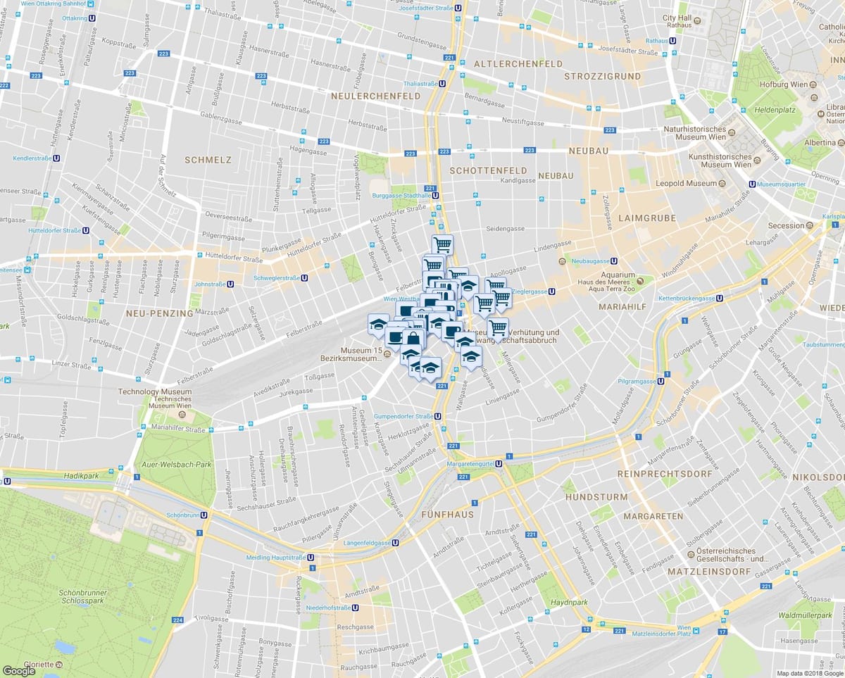 Χάρτης της mariahilferstrasse
