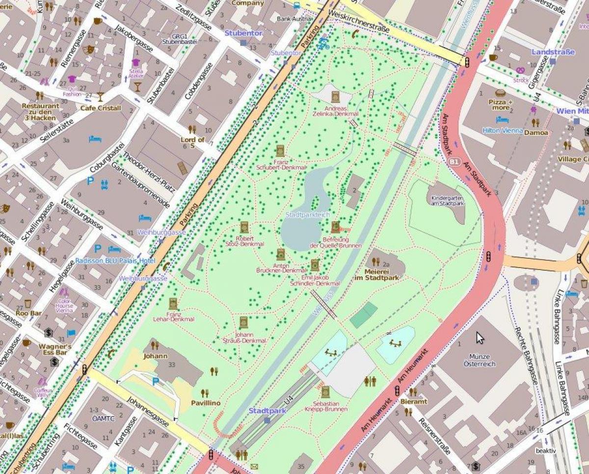Χάρτης της stadtpark στη Βιέννη