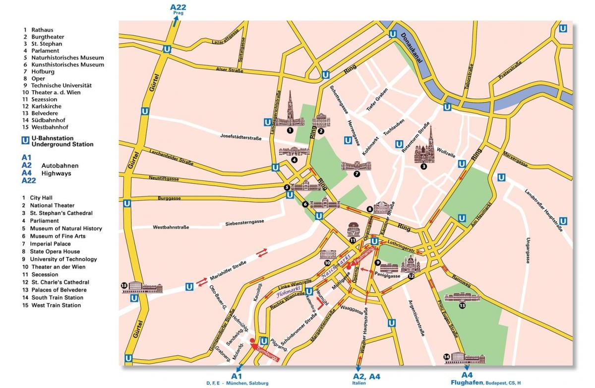Χάρτης της Βιέννης ring road 