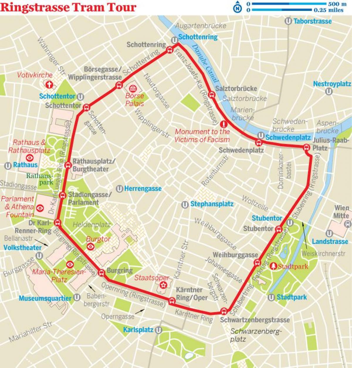 Vienna ring tram χάρτη της διαδρομής