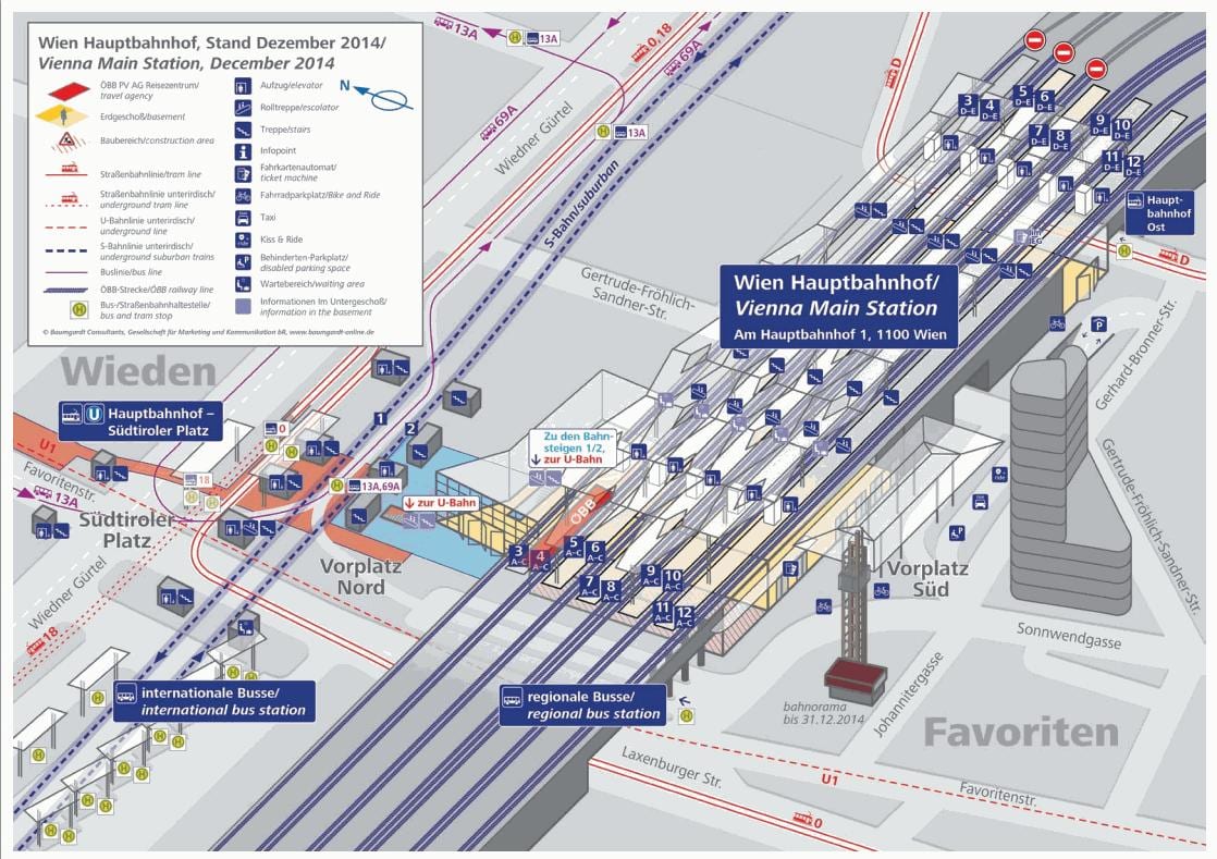 Χάρτης του Wien hbf πλατφόρμα