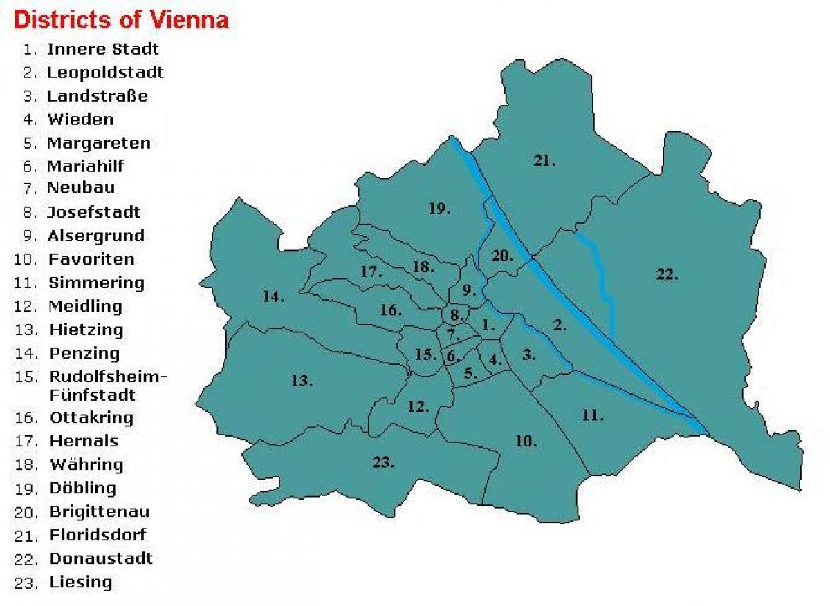 Wien περιοχές χάρτης