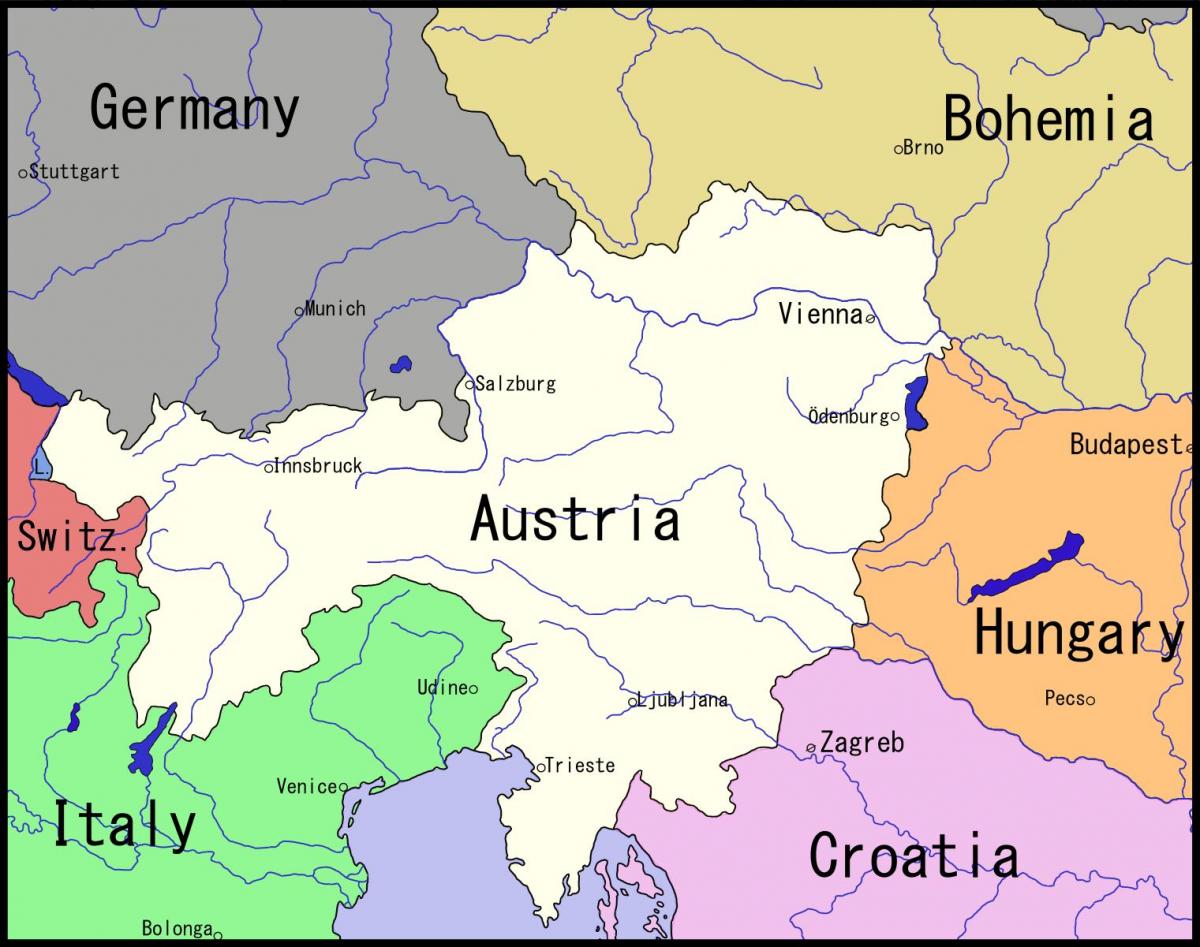 χάρτης της Βιέννης και της γύρω περιοχής